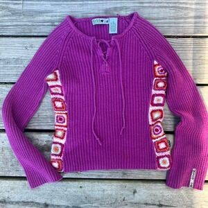 Rare Vintage Y2K Mudd Patchwork Long Sleeve Knit Top‎